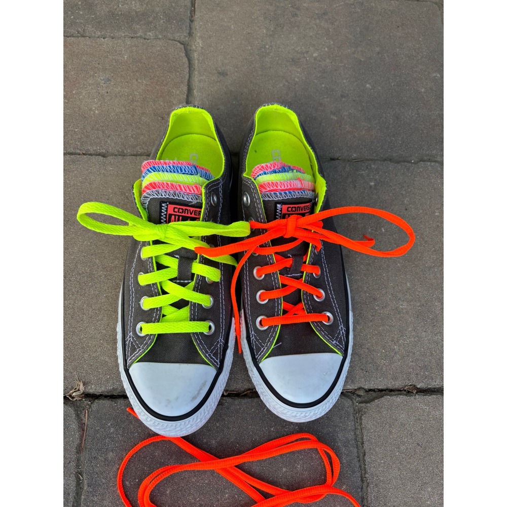 Converse Chuck Taylor All Star Triple Tongue Neon Grey Sneakers 140074F Womens 8 - Picture 2 of 12